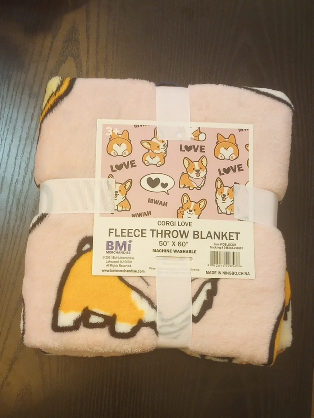 Corgi Love Pink Orange Fleece Throw Blanket 50 x 60 Inches